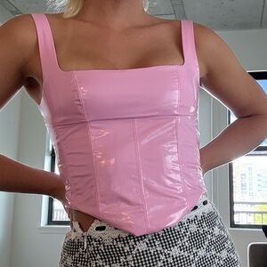Pink edikted vinyl corset top Size S